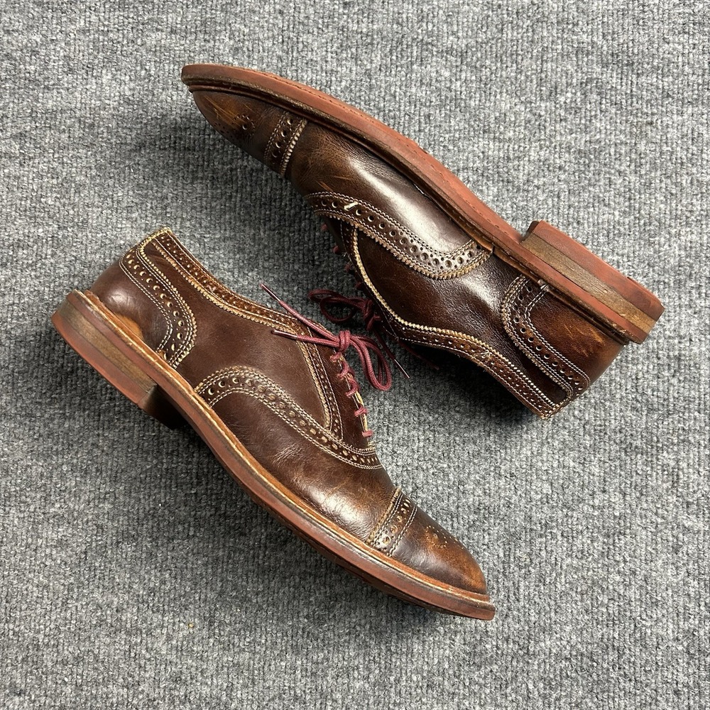 Allen Edmonds Mens Brown Leather Brogue Oxford Dress Shoes Size 10